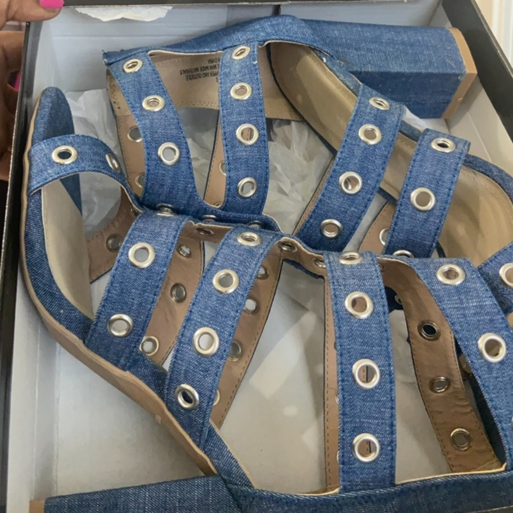Ashley Stewart Denim Studded Sandal